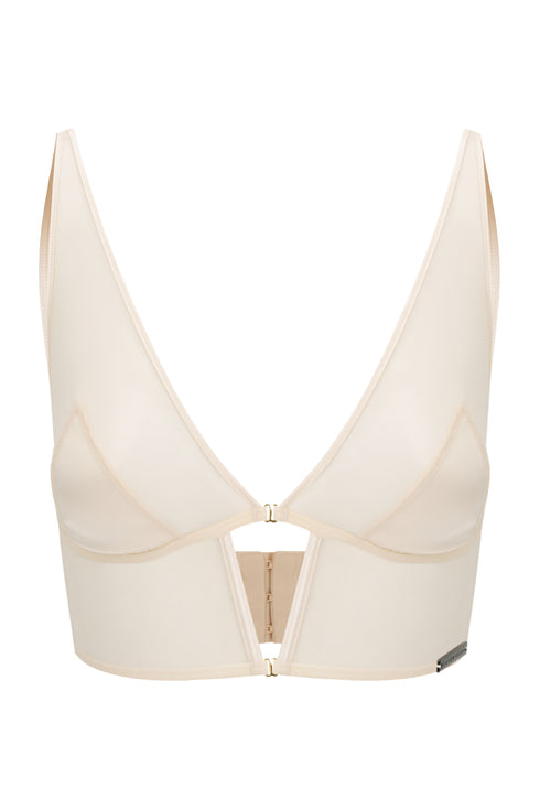 ANDI Champagne Mesh + Satin Long Line Bralette