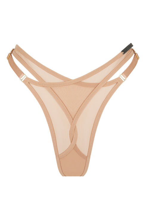 BAILEY Coffee Mesh Twist Front G-String