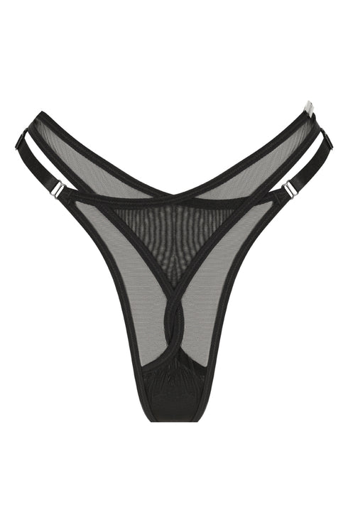 BAILEY Black Mesh Twist Front G-String