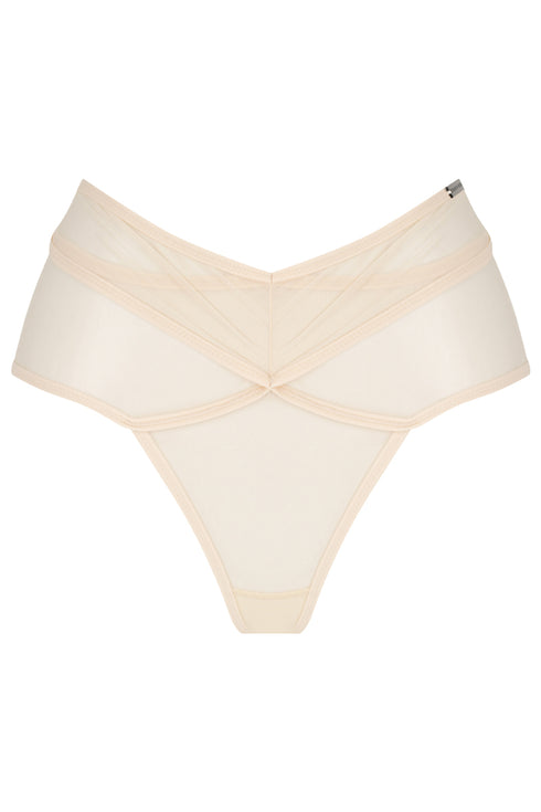 ANDI Champagne Mesh Cross-Over Brazilian Brief