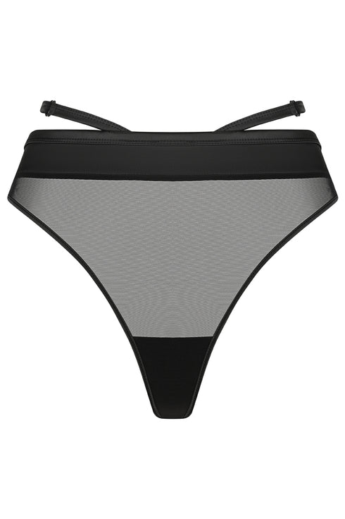 JOAN Black G-String with Adjustable Straps