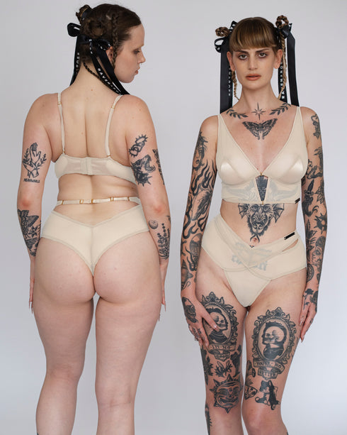 ANDI Champagne Mesh Cross-Over Brazilian Brief