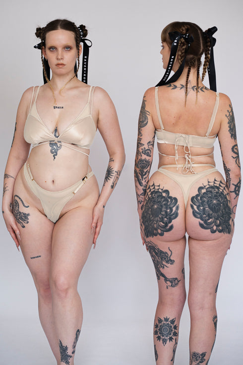 BAILEY Champagne Mesh Twist Front G-String