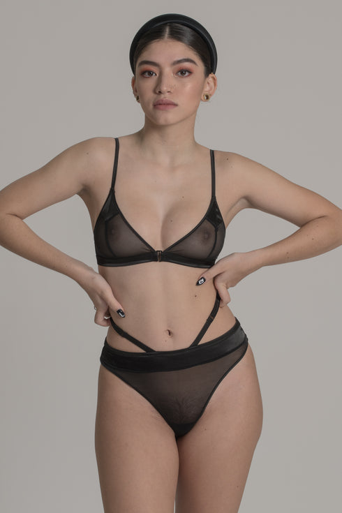 JOAN Black G-String with Adjustable Straps