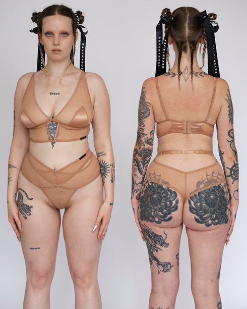 ANDI Coffee Mesh Cross-Over Brazilian Brief