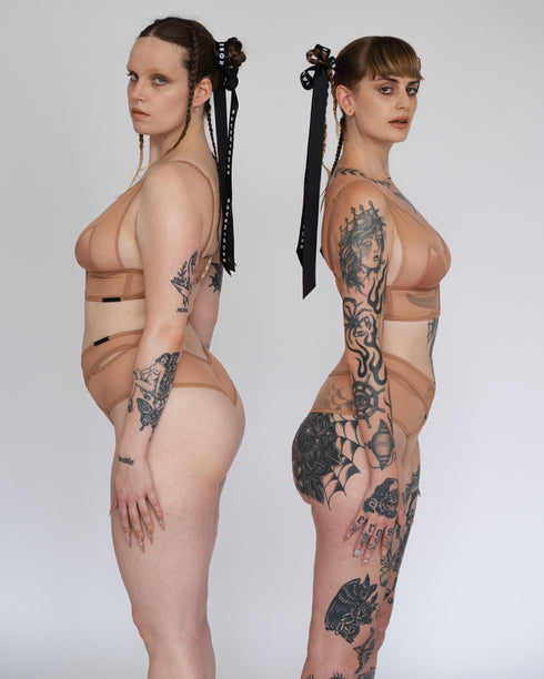 ANDI Coffee Mesh Cross-Over Brazilian Brief