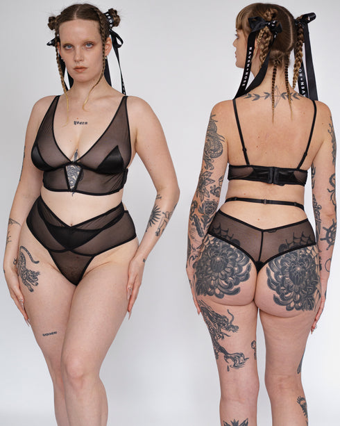 ANDI Black Mesh Cross-Over Brazilian Brief