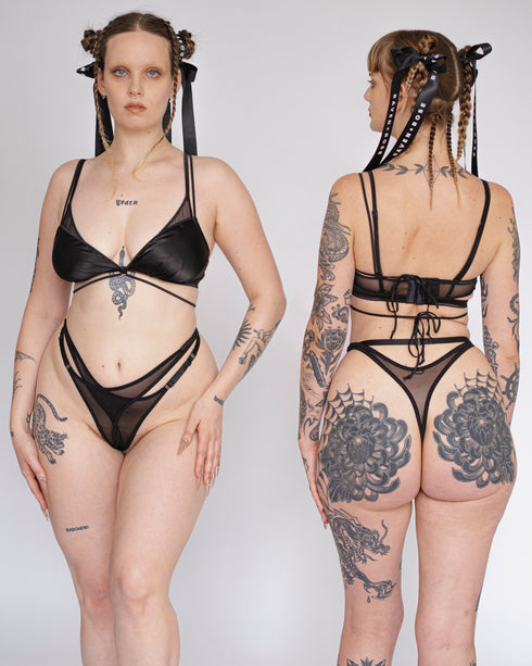 BAILEY Black Mesh Twist Front G-String