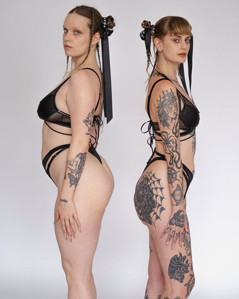 BAILEY Black Mesh Twist Front G-String