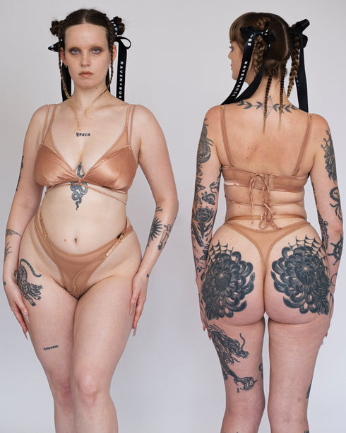 BAILEY Coffee Mesh Twist Front G-String