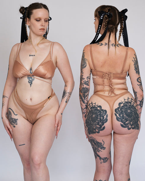 BAILEY Coffee Double Cup Bra with Ties