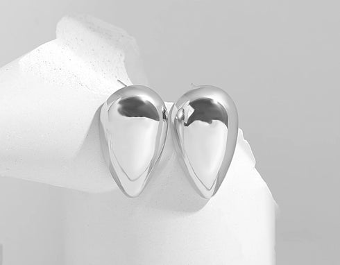 DION (DOWN) SILVER Oversized Teardrop Studs