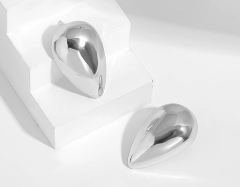 DION (DOWN) SILVER Oversized Teardrop Studs
