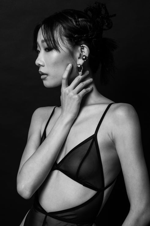 DION (DOWN) SILVER Oversized Teardrop Studs