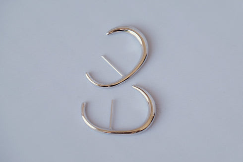 DYLAN Silver C Shape Stud Earrings