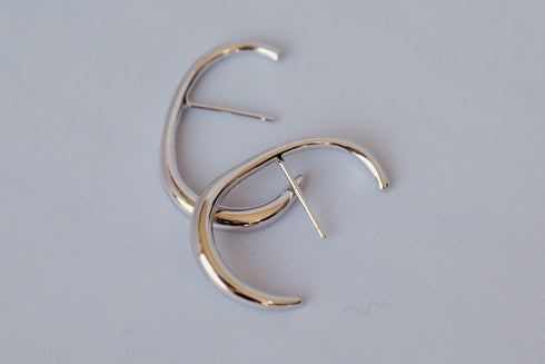 DYLAN Silver C Shape Stud Earrings
