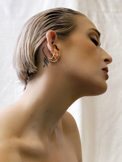 DYLAN Silver C Shape Stud Earrings