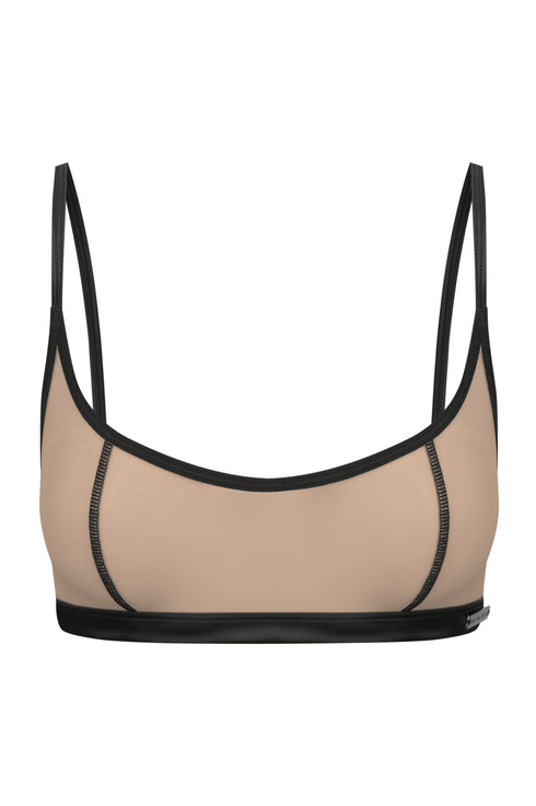WARREN Dark Scoop Neck Mesh Bra Top