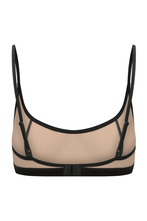 WARREN Dark Scoop Neck Mesh Bra Top