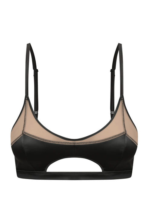 MAE Dark Half Moon Cut-Out Bra - Satin Top