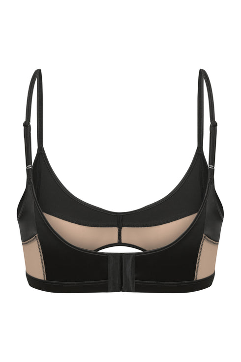 WEST Dark Half Moon Cut-Out Bra - Mesh Top