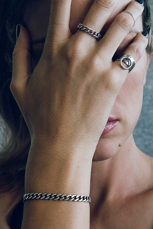 SAGE 925 Sterling Silver Large Hoop Ring