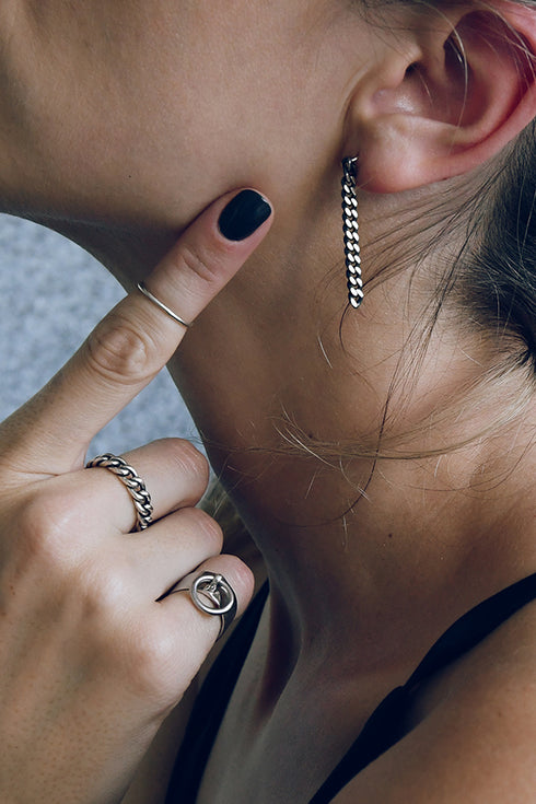 SAGE 925 Sterling Silver Large Hoop Ring