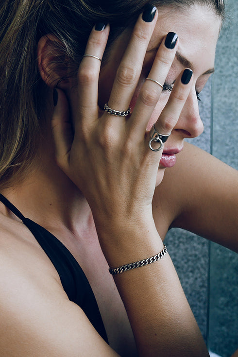 SAGE 925 Sterling Silver Large Hoop Ring