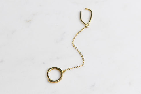 BOWIE Gold Plated Single Ear Cuff with Chain