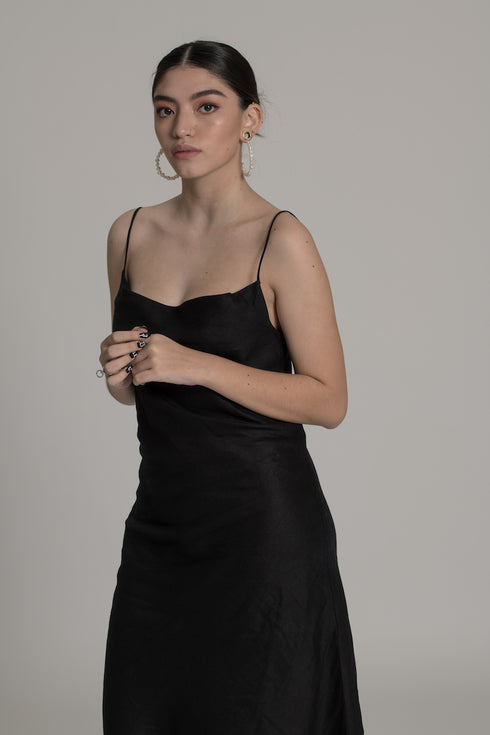 MICHAEL Cowl Neck Long Linen Slip