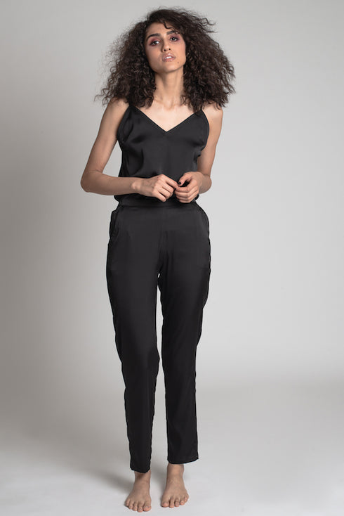 HENDRIX Cigarette-Leg Pants with Black Piping