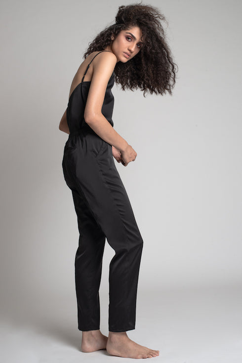 HENDRIX Cigarette-Leg Pants with Black Piping