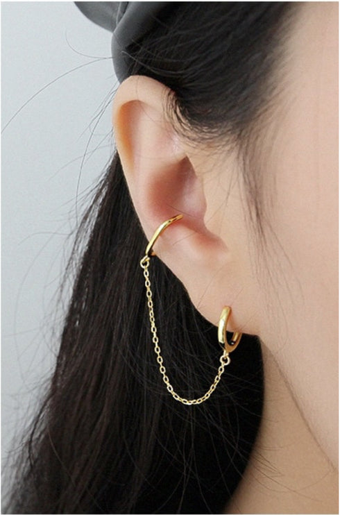 BOWIE Gold Plated Single Ear Cuff with Chain